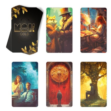 Art Therapy "Gold" with MAC, 50 cards (7x12 cm), canvas (22x16.5 cm), paints (6 colors), brush, 16+-3