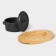 Cast iron pan on the Volcano stand, 13 × 10 × 7.5 cm, black color