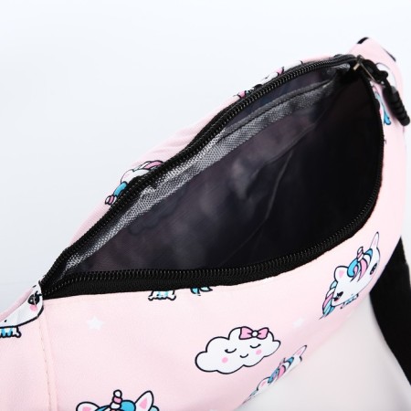 Young backpack from textiles with a zipper, 3 pockets, waist bag, pink color-9