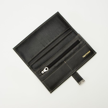 Women's wallet on the Textura button, black color-2