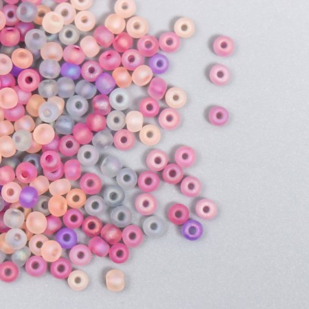 Glass 8/0 "Matte translucent. Melange purple-yellow" 10 g-1