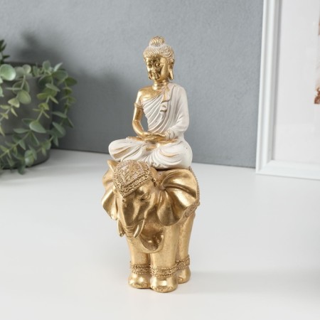 Souvenir Polystone "Buddha Shakyamuni on the Golden Elephant" 11x10x25 cm-4