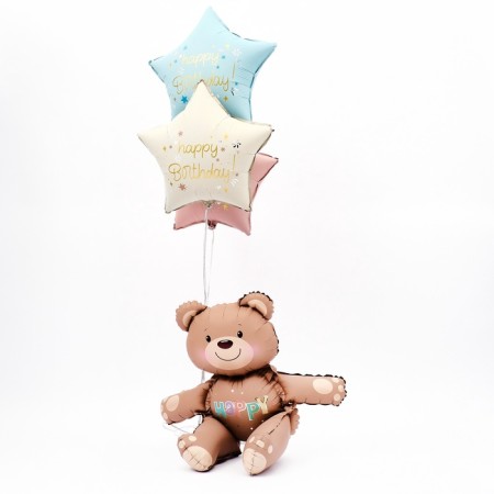 Foil ball 30 "Happy Bear", matte, beige color-8