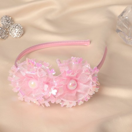 Hair cap "chosen" pearl, 0.9 cm, pink