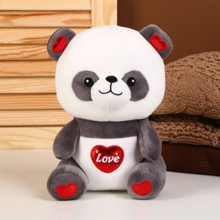 Soft toy "panda", size 22 cm, gray-white color
