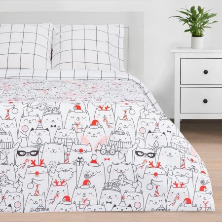 New Year. Bed linen Ethel 2 joint venture XMAS CAT 175*215 cm, 200*220 cm, 70*70 cm - 2 pcs-2