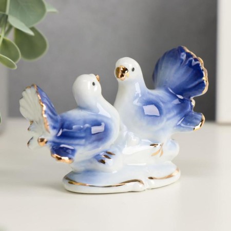 Souvenir for porcelain "2 dove" Blue 5.5x8 cm-3