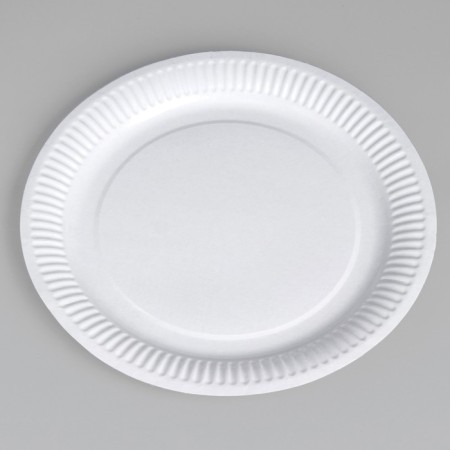 Disposable plate "white" laminated, cardboard, 23 cm-1