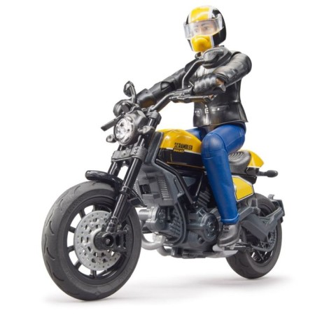 SCRAMBLER DUCATI motorcycle yellow, with a motorcyclist-1