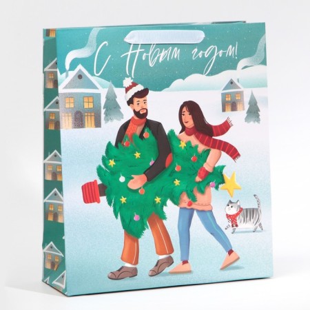 Laminated vertical "Christmas tree", m 26 x 30 x 9 cm, New Year-1