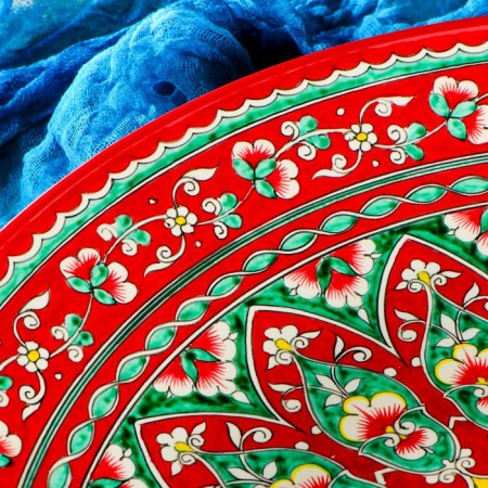 Largan Rishtan ceramics "Flowers", 41 cm, red-3