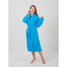 Women's bathrobe, with a shack, size 44-46, blue color