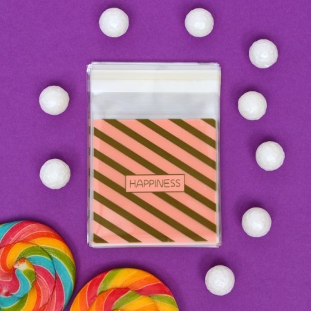 BOPP package with sticky tape, "stripes", 7*7+3cm-5
