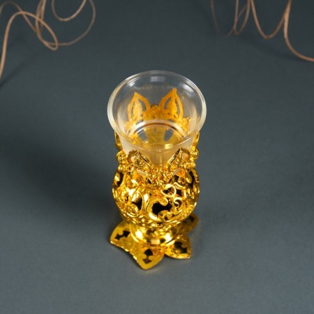 Climber Plastic, glass for 1 candle "openwork ball" glass on the leg gold 15x6x6 cm-5