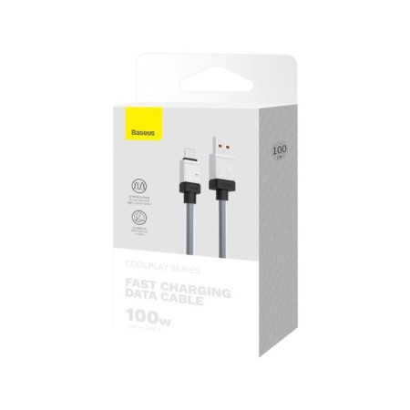 Cable Baseus, Type -C - USB, 5 A, 100 W, 1 m, black-4