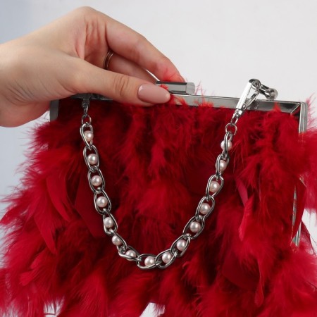A chain with pearls for a bag, with carbines, iron, d = 8 mm, 30 cm, silver color-5