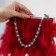 A chain with pearls for a bag, with carbines, iron, d = 8 mm, 30 cm, silver color