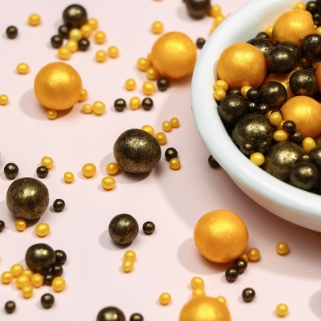 Sprinking confectionery in color glaze "Pearls" gold, bronze, 50 g-1