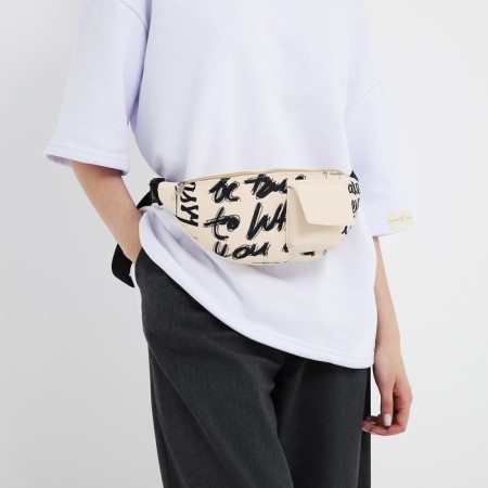 The textile waist bag with the pocket "be true" 30*14*6 cm-6