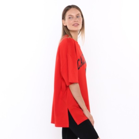 T-shirt female, red color, Oversize size (42-46)-2