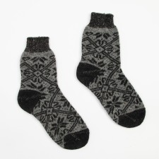 Male woolen socks “Snowflake in the ornament”, gray color, size 29