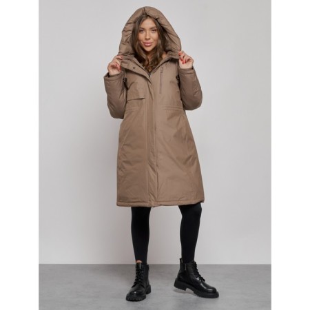 Coat insulated winter female, size 46, brown color-4