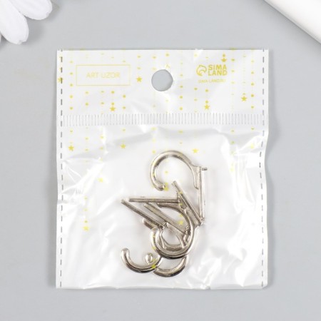 Metal hook (set 5 pcs) silver 2.7x0.6 cm-5