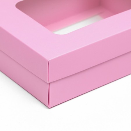 The box is folding, the lid is, with a window, pink, 16.5 x 12.5 x 5.2 cm-2