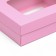 The box is folding, the lid is, with a window, pink, 16.5 x 12.5 x 5.2 cm