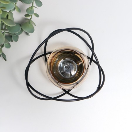 Summary Metal, glass for 1 candle "loft. Plexus of rings" black 11x12x9.5 cm-3