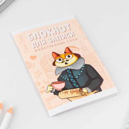 Notebook for recording foreign words “cat-scientist”, A6 format, 20 sheets, soft cover.-3