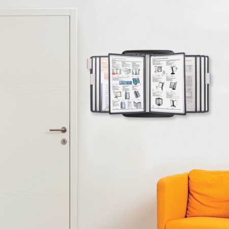 Demosystem wall -mounted on 10 gray panels A4, BRAUBERG, euro suspension-2