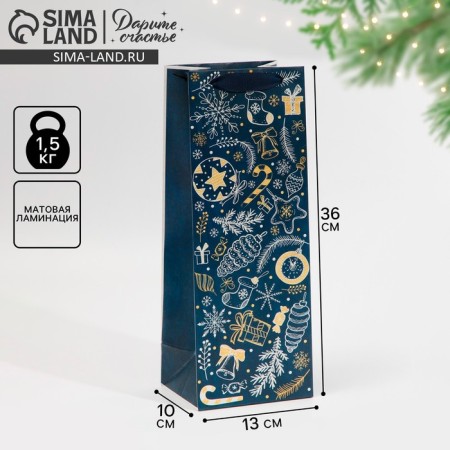 Package for the bottle "Happy New Year", 13 x 36 x 10 cm, New Year