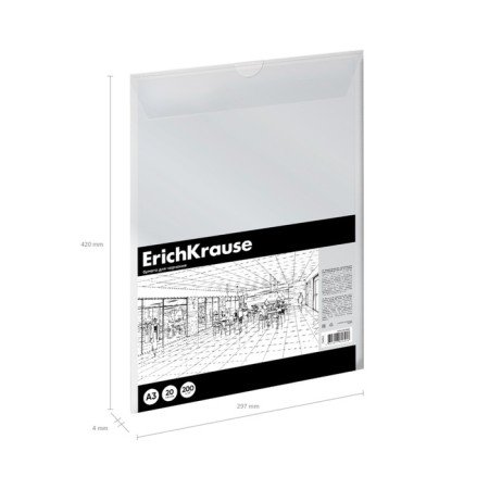 A3 drawing paper, 20 sheets, block 200 g/m², Erichkrause "Art", without a frame, in a plastic folder-2