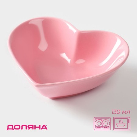 Ceramic Dolyana Salamnik "Heart", 130 ml, 12.5 × 11.5 cm, pink color