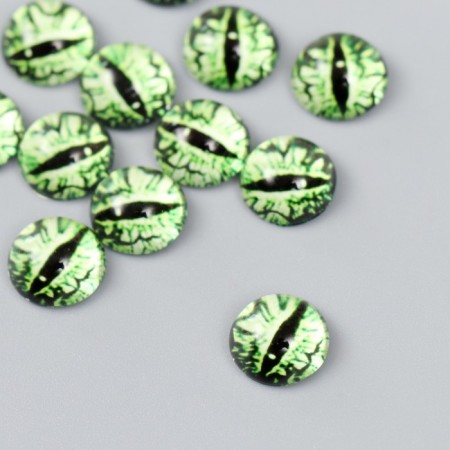 Decor (cabochon) for creativity Glass "Eye of the Dragon" green-yellow d = 1.2 cm