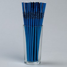 Cocktail tubes with corrugation, in a set 25 pieces, blue color
