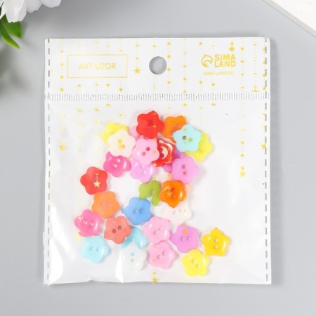A set of buttons of decorative plastic "flowers" 1.2x1.2 cm, mix-5