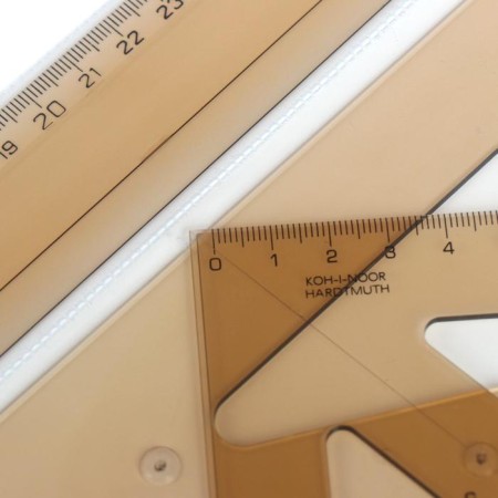 Geometric set KOH-I-NOOR: ruler, triangle 2 pieces, transporter, smoky, with euro suspension-1