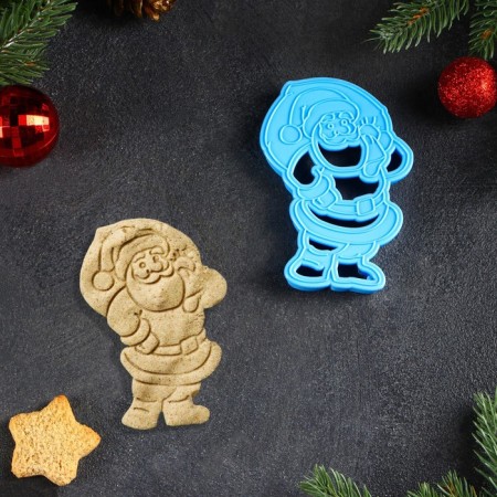Santa Claus cookie, cutting, stamp, 10.2 × 7.3 cm, color mix