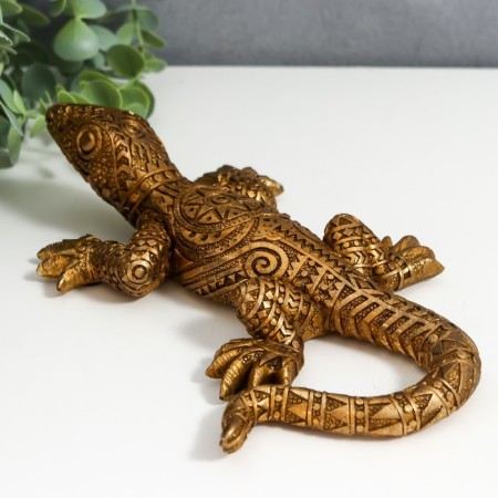 Souvenir Polystone "Golden Lizard with Geometric Patterns" 5.5x15.5x22 cm-2