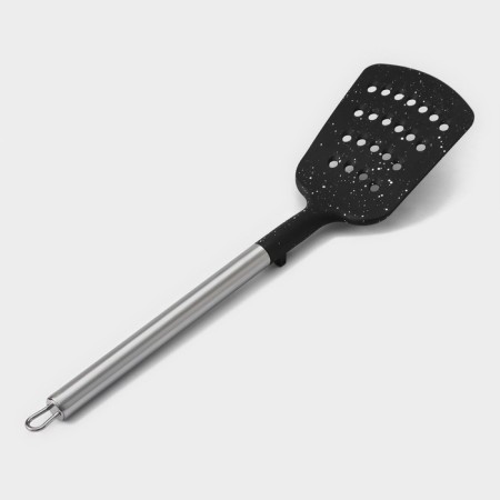 Spatula Culinary Dolyana "Fernan", 33 cm, with slots, black color-2