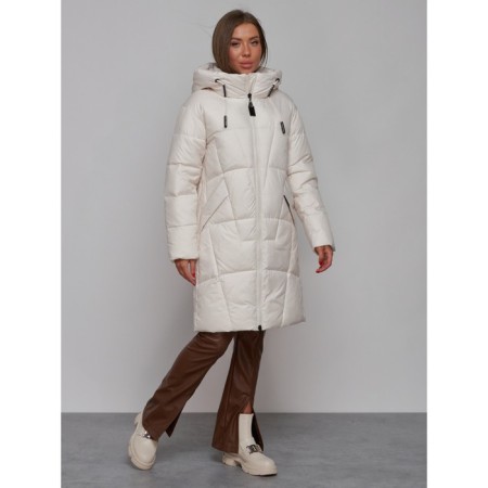 Coat insulated winter female, size 44, beige color-2