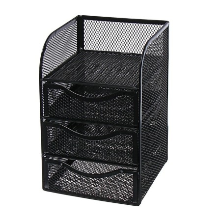 Chancellery trifles stand Calligrata, 4 compartments, mesh, metal, black