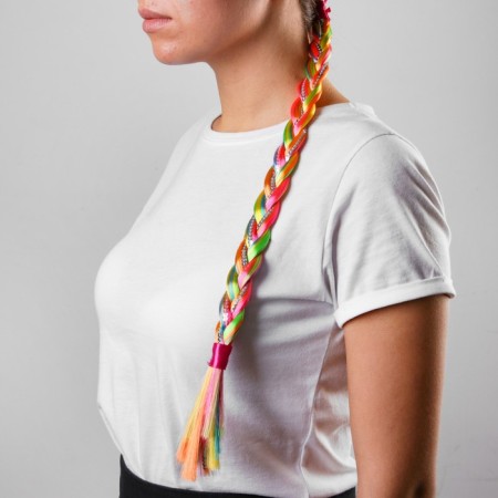 Rainbow braid, 42 cm, elastic band