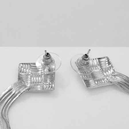 Earrings hanging "Odyssey" weaving, color silver-2