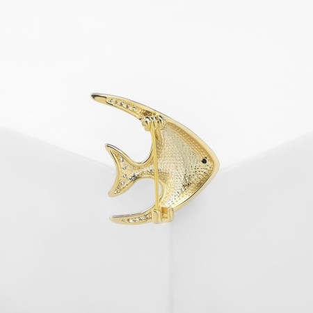 Brooch "Fish" Scalary, white color in gold-2