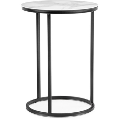 Coffee table Iberis white marble/black metal 40x40x56 cm