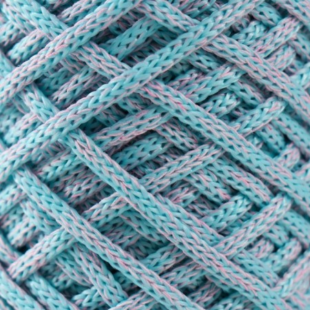 Knitting cord 35% cotton, 65% polypropylene 3 mm 85m/160 ± 10 g (pink/mint)-2