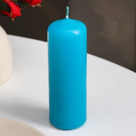 Candle - cylinder, 4 × 12 cm, 15 hours, turquoise-1